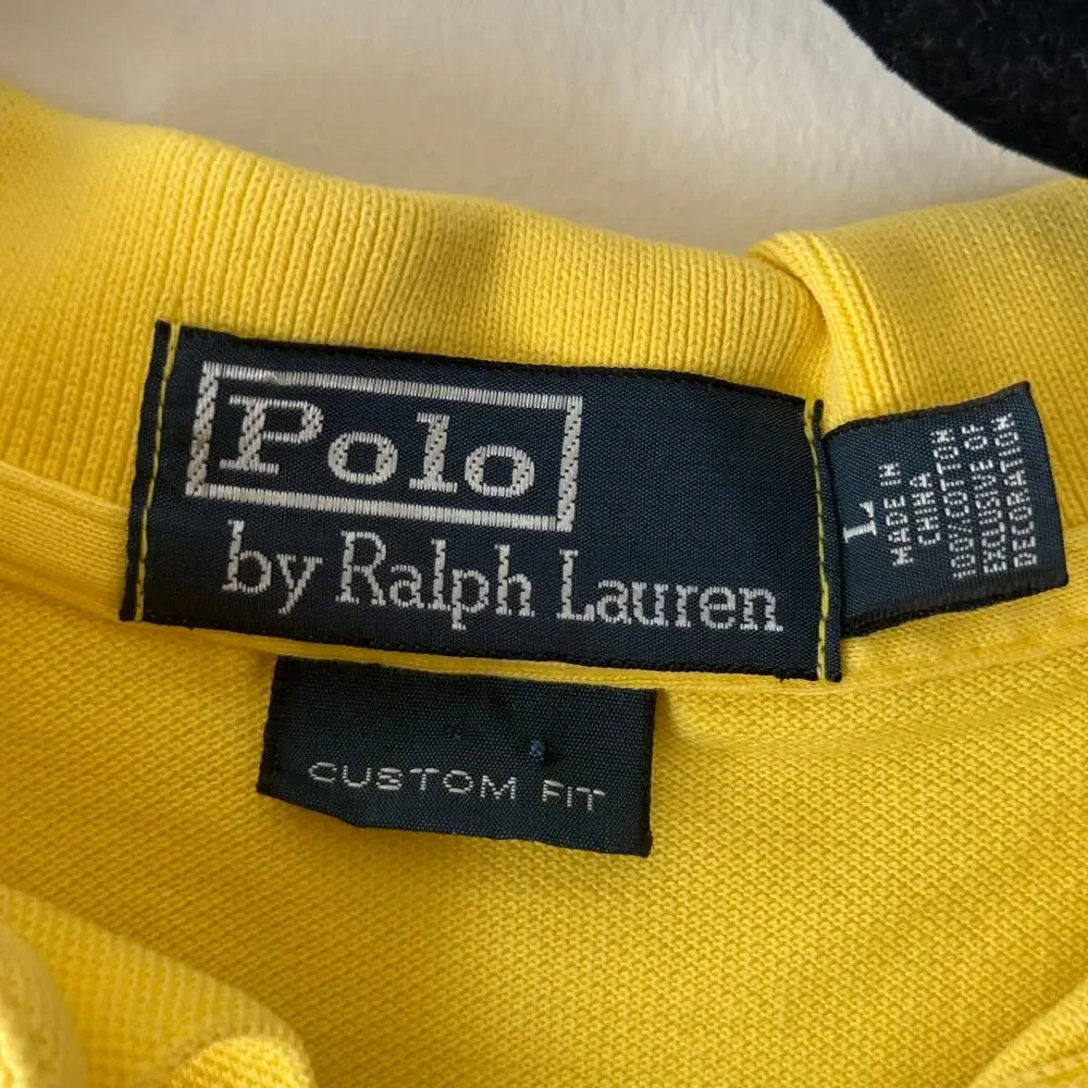 Polo Ralph Lauren Cotton Yellow Custom Fit Polo Short Sleeve Large Preppy Casual